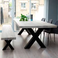 Bolt Industrial Wood Metal Leg Dining Table And Bench